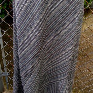 JH Collectibles Linen Gray Stripe Linen Full Length Skirt Size 14 Petite